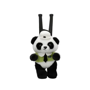 Süßer Cartoon Panda Plüsch Kinder Rucksack Detailansicht, weiches Design, tolles Alltagsaccessoire.