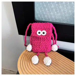 Handcrafted knit big eye phone bag cute crossbody crochet pouch for women daily commute style