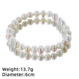 Elegantes weiße Süßwasserperlen Armband, luxuriöser natürlicher Perlen Schmuck für Damen.