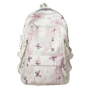 Schicker Rucksack mit Schmetterlingsdruck im chinesischen Stil, große Schultasche für Schüler.