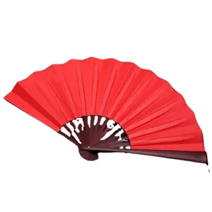 Red silk folding fan blank DIY traditional Chinese craft fan for artistic creation and gifts.