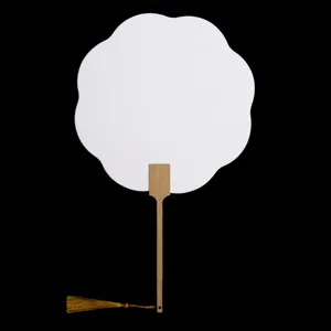 Eventail en papier vierge DIY avec manche en bambou, accessoire de peinture d'art rond.