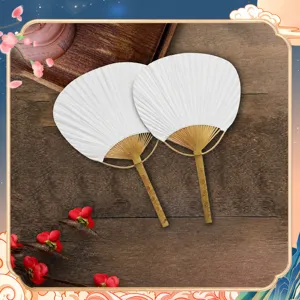 DIY Blank Paper Bamboo Handle Round Fan Hand Painted Double Sided Handheld Fan Art Painting Craft Material Fan