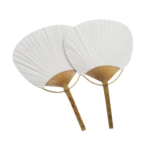 DIY blank paper bamboo hand fan double sided white round fan for Japanese painting art craft