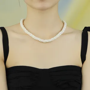 Collar de gargantilla de oruga retorcida de perlas de agua dulce naturales mujer