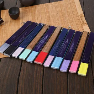 Colorful mini folding fan keychain portable bamboo hand fan souvenir gift cute handheld fan