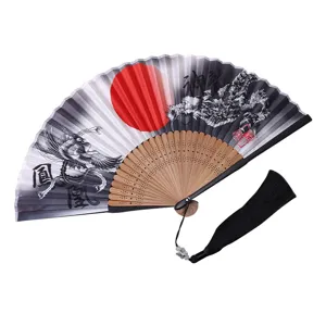Antique Japanese style folding fan with bamboo frame and silk fabric, perfect for Hanfu.