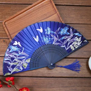 Elegant Chinese silk folding fan for women, traditional dance and Hanfu accessory gift.