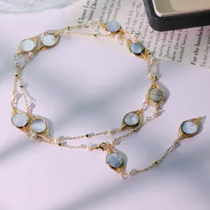 Collana pullover perla conchiglia rame multistrato elegante collana vacanza