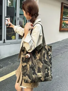 Grosse Kapazitat Camouflage Segeltuch Shopper Tasche freie Schulter Handtasche Damen
