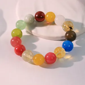 DIY Piedra Natural Colorido Cuenta Pulsera Macaron Moda Joyería Regalo Verano Estilo