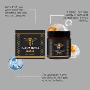 Tallow honey balm detail showing smooth texture, easy absorption and portable moisturizing.