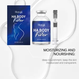 Detail view of Hoygi HA body filler essence set featuring bottle, box and applicator tool.