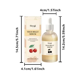 Siero corpo idratante HOYGI True Belly 100ml con contagocce e scatola di confezionamento.