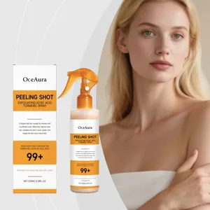 OceAura exfoliating turmeric kojic acid spray for body and foot care, 100ml smooth skin.