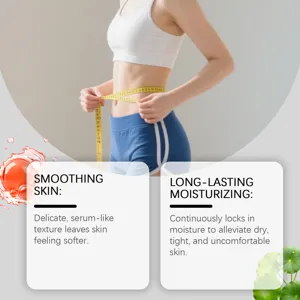 Dettaglio dell'essenza corpo idratante, texture liscia e levigata per una pelle morbida e nutrita.