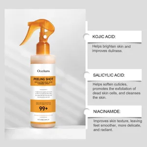 OceAura exfoliating kojic acid body spray for gentle skin cleansing and moisturizing care.
