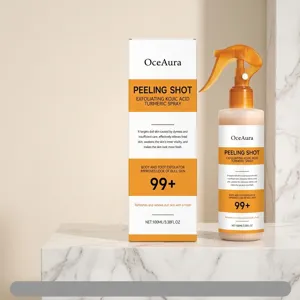 Kojic Acid Turmeric Exfoliating Spray Body Skin Brightening Scrub Moisturizing Deep Cleansing Peeling Spray Skincare