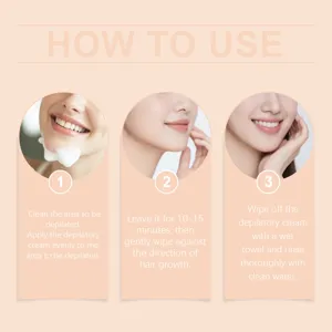 Instructions étape par étape pour utiliser la crème dépilatoire faciale en douceur et efficacité.