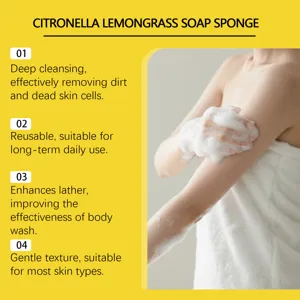 Esponja de jabón de limoncillo para limpieza corporal diaria y exfoliación suave.