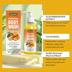 GleamXi Persimmon Body Wash Citrus Scent Deep Cleansing Moisturizing Gel 100g 3.53oz
