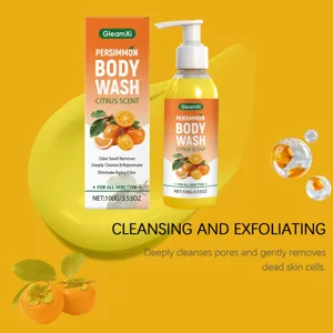 Refreshing persimmon body wash with citrus scent for deep cleansing and smooth skin care.