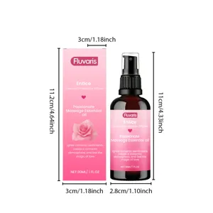 Detailansicht der 30ml Massage-Öl Flasche und Verpackung mit genauen Produktabmessungen.