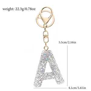 Glitzernder Buchstabe A Schlüsselanhänger Strass Metall Tasche Anhänger elegant glänzend