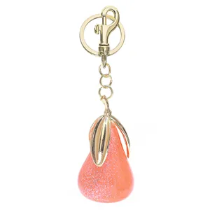 Portachiavi pera glitter simpatica borsa frutta ciondolo anello metallo dorato accessorio