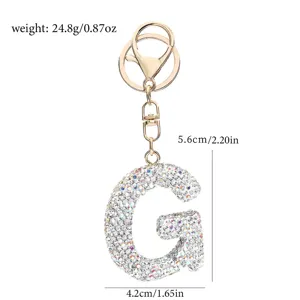 Glitzernder Buchstabe G Schlüsselanhänger mit goldenem Metall für Damentaschen.
