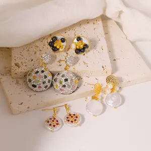 Vintage Barock Natürliche Süßwasser Perlen Blumen Ohrstecker Vergoldet 925 Sterlingsilber Stift Retro Schmuck Damen