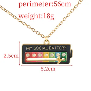 Kreative soziale Batterie Stimmung Schieber Halskette lustiger Anhänger Goldschmuck