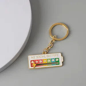 Kreativer Social-Battery-Schlüsselanhänger mit verschiebbarem Stimmungsanzeiger aus Metall.