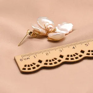 Natürliche Barock Perlen Blume Ohrringe handgemachte Luxus koreanische Stil Damen Schmuck