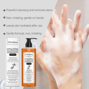 Sapone per mani al ginseng rivitalizzante OceAura, detersione delicata e idratante.