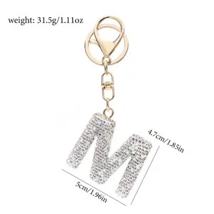Strass Buchstabe M Schlüsselanhänger Gold Metall Tasche Anhänger Autoschlüssel Detail