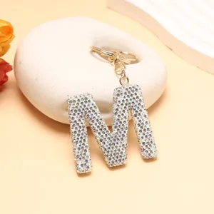 Strass Buchstabe M Schlüsselanhänger glitzernd Taschenanhänger goldene Initiale Ring