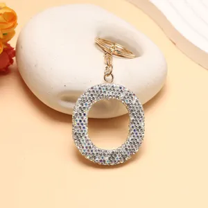 Glitzernder Strass Buchstaben O Schlüsselanhänger, eleganter Kristall Alphabet Taschenanhänger.