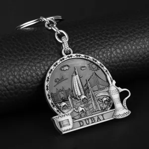 Dubai camel architecture metal keychain zinc alloy creative gift pendant souvenir accessory.