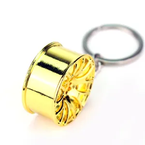 Portachiavi cerchio auto mini, anello chiave pneumatico metallo dorato per accessori auto regalo