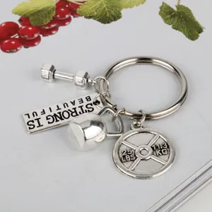 Fitness bilanciere manubrio portachiavi pendente metallo sport palestra regalo motivazionale