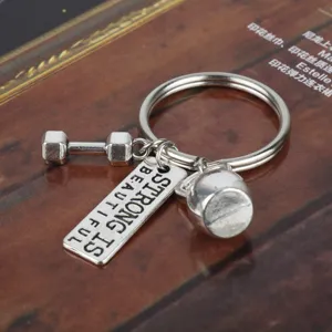 Portachiavi in metallo con manubrio fitness elegante accessorio palestra regalo.