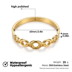 Pulsera de cadena de acero inoxidable dorado impermeable hipoalergenico 60mm tamano 6mm.