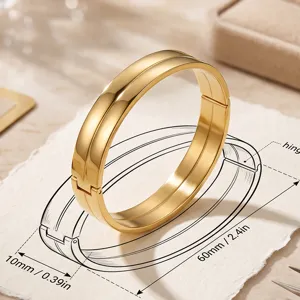 Pulsera de Acero Inoxidable para Mujer Bañado en Oro Brazalete Geométrico Joyería de Muñeca Impermeable de Moda Regalo