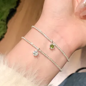 Elegant 925 Sterling Silver Gypsophila Sparkling Bracelet Luxury Minimalist Rhinestone Inlaid Adjustable Chain Jewelry For Women Gift