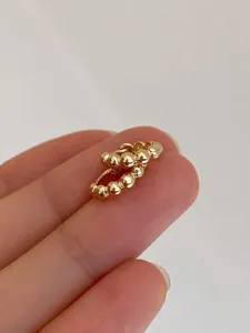 18K gold plated beaded small hoop earrings, minimalist sterling silver daily wear jewelry for women.