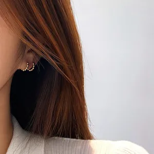 Elegant S925 silver 18K gold plated beaded small hoop earrings for women daily commute fashion.