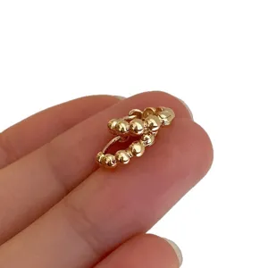 S925 sterling silver 18K gold plated beaded small huggie earrings, chic minimalist daily wear.
