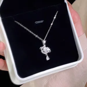 Precioso collar de plata S999 con colgante de planeta y estrella, regalo elegante.
