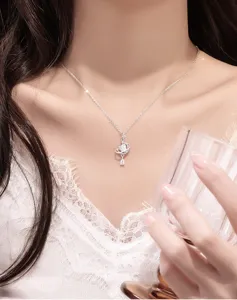 Exquisito collar con colgante de estrella y luna de plata esterlina S999, regalo elegante.